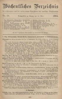 Wöchentliches Verzeichnis der erschienenen und der vorbereiteten Neuigkeiten des deutschen Buchhandels. No.19