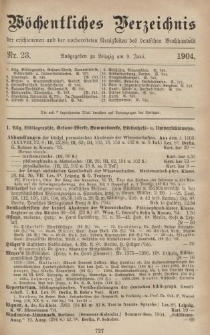 Wöchentliches Verzeichnis der erschienenen und der vorbereiteten Neuigkeiten des deutschen Buchhandels. No.23