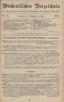 Wöchentliches Verzeichnis der erschienenen und der vorbereiteten Neuigkeiten des deutschen Buchhandels. No.28