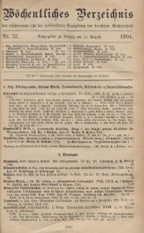 Wöchentliches Verzeichnis der erschienenen und der vorbereiteten Neuigkeiten des deutschen Buchhandels. No.32