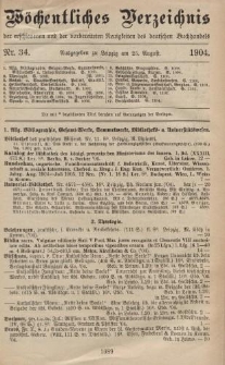 Wöchentliches Verzeichnis der erschienenen und der vorbereiteten Neuigkeiten des deutschen Buchhandels. No.34