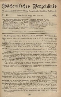 Wöchentliches Verzeichnis der erschienenen und der vorbereiteten Neuigkeiten des deutschen Buchhandels. No.40