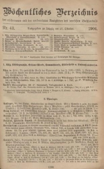 Wöchentliches Verzeichnis der erschienenen und der vorbereiteten Neuigkeiten des deutschen Buchhandels. No.43