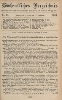 Wöchentliches Verzeichnis der erschienenen und der vorbereiteten Neuigkeiten des deutschen Buchhandels. No.46