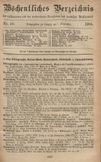 Wöchentliches Verzeichnis der erschienenen und der vorbereiteten Neuigkeiten des deutschen Buchhandels. No.48