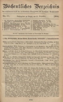 Wöchentliches Verzeichnis der erschienenen und der vorbereiteten Neuigkeiten des deutschen Buchhandels. No.51