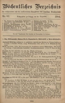 Wöchentliches Verzeichnis der erschienenen und der vorbereiteten Neuigkeiten des deutschen Buchhandels. No.52