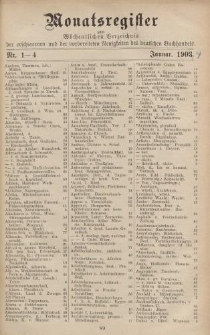 Monatsregister zum Wöchentliches Verzeichnis der erschienenen und der vorbereiteten Neuigkeiten des deutschen Buchhandels. No. 1 - 4