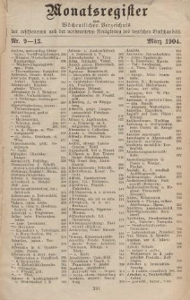 Monatsregister zum Wöchentliches Verzeichnis der erschienenen und der vorbereiteten Neuigkeiten des deutschen Buchhandels. No. 9 - 13