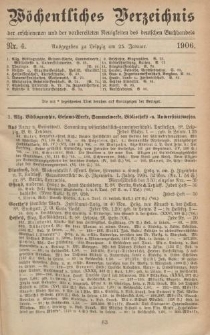 Wöchentliches Verzeichnis der erschienenen und der vorbereiteten Neuigkeiten des deutschen Buchhandels. No.4