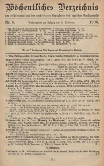 Wöchentliches Verzeichnis der erschienenen und der vorbereiteten Neuigkeiten des deutschen Buchhandels. No.6