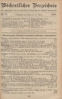 Wöchentliches Verzeichnis der erschienenen und der vorbereiteten Neuigkeiten des deutschen Buchhandels. No.13