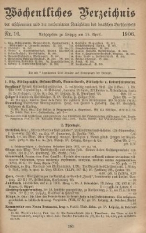 Wöchentliches Verzeichnis der erschienenen und der vorbereiteten Neuigkeiten des deutschen Buchhandels. No.16
