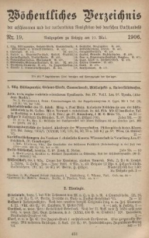 Wöchentliches Verzeichnis der erschienenen und der vorbereiteten Neuigkeiten des deutschen Buchhandels. No.19