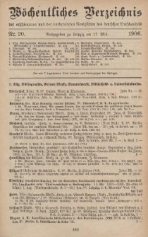 Wöchentliches Verzeichnis der erschienenen und der vorbereiteten Neuigkeiten des deutschen Buchhandels. No.20