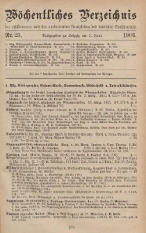 Wöchentliches Verzeichnis der erschienenen und der vorbereiteten Neuigkeiten des deutschen Buchhandels. No.23