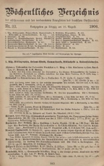 Wöchentliches Verzeichnis der erschienenen und der vorbereiteten Neuigkeiten des deutschen Buchhandels. No.33