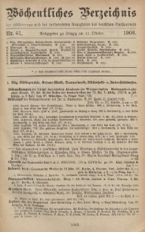 Wöchentliches Verzeichnis der erschienenen und der vorbereiteten Neuigkeiten des deutschen Buchhandels. No.41