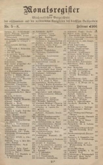 Monatsregister zum Wöchentliches Verzeichnis der erschienenen und der vorbereiteten Neuigkeiten des deutschen Buchhandels. No. 5 - 8