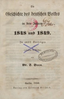 Die Geschichte des deutschen Volkes in den Jahren 1848 und 1849 […]