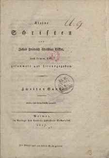 Kleine Schriften von Josias Friedrich Christian Löffler, nach seinem Tode gesammelt und herausgeben. Zweiter Band