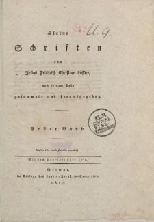 Kleine Schriften von Josias Friedrich Christian Löffler, nach seinem Tode gesammelt und herausgeben. Erster Band