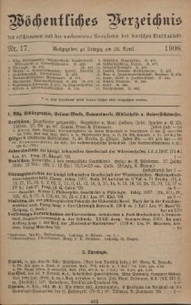 Wöchentliches Verzeichnis der erschienenen und der vorbereiteten Neuigkeiten des deutschen Buchhandels. No.17