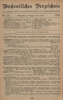 Wöchentliches Verzeichnis der erschienenen und der vorbereiteten Neuigkeiten des deutschen Buchhandels. No.18