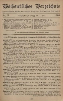 Wöchentliches Verzeichnis der erschienenen und der vorbereiteten Neuigkeiten des deutschen Buchhandels. No.24