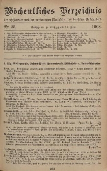 Wöchentliches Verzeichnis der erschienenen und der vorbereiteten Neuigkeiten des deutschen Buchhandels. No.25