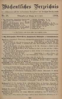 Wöchentliches Verzeichnis der erschienenen und der vorbereiteten Neuigkeiten des deutschen Buchhandels. No.28