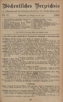 Wöchentliches Verzeichnis der erschienenen und der vorbereiteten Neuigkeiten des deutschen Buchhandels. No.31