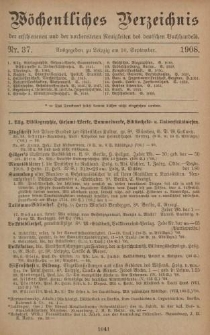 Wöchentliches Verzeichnis der erschienenen und der vorbereiteten Neuigkeiten des deutschen Buchhandels. No.37
