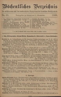 Wöchentliches Verzeichnis der erschienenen und der vorbereiteten Neuigkeiten des deutschen Buchhandels. No.38