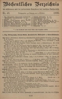 Wöchentliches Verzeichnis der erschienenen und der vorbereiteten Neuigkeiten des deutschen Buchhandels. No.40