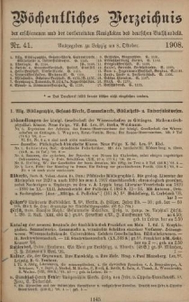 Wöchentliches Verzeichnis der erschienenen und der vorbereiteten Neuigkeiten des deutschen Buchhandels. No.41