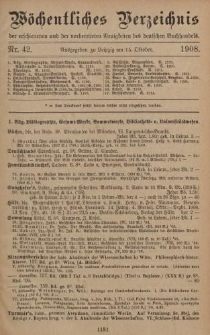 Wöchentliches Verzeichnis der erschienenen und der vorbereiteten Neuigkeiten des deutschen Buchhandels. No.42