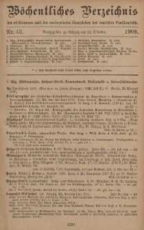 Wöchentliches Verzeichnis der erschienenen und der vorbereiteten Neuigkeiten des deutschen Buchhandels. No.43