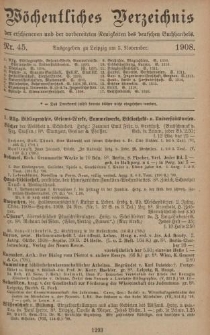 Wöchentliches Verzeichnis der erschienenen und der vorbereiteten Neuigkeiten des deutschen Buchhandels. No.45