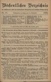 Wöchentliches Verzeichnis der erschienenen und der vorbereiteten Neuigkeiten des deutschen Buchhandels. No.50