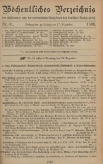 Wöchentliches Verzeichnis der erschienenen und der vorbereiteten Neuigkeiten des deutschen Buchhandels. No.51