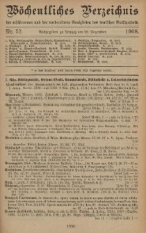 Wöchentliches Verzeichnis der erschienenen und der vorbereiteten Neuigkeiten des deutschen Buchhandels. No.52