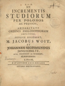 De incerementis studiorum per Polonos ac Prussos...
