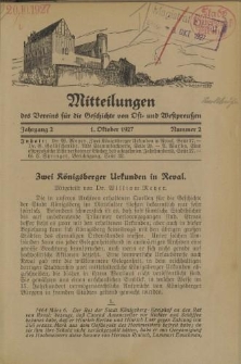 Mitteilungen des Vereins für die Geschichte von Ost- und Westpreußen. Jahrgang 2, Nummer 2