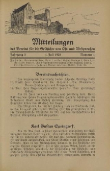 Mitteilungen des Vereins für die Geschichte von Ost- und Westpreußen. Jahrgang 3, Nummer 1