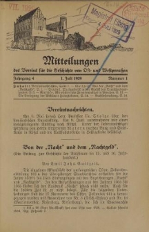 Mitteilungen des Vereins für die Geschichte von Ost- und Westpreußen. Jahrgang 4, Nummer 1