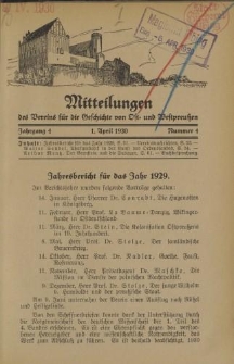 Mitteilungen des Vereins für die Geschichte von Ost- und Westpreußen. Jahrgang 4, Nummer 4