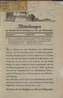 Mitteilungen des Vereins für die Geschichte von Ost- und Westpreußen. Jahrgang 10, Nummer 4