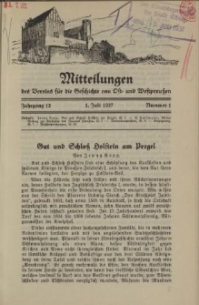 Mitteilungen des Vereins für die Geschichte von Ost- und Westpreußen. Jahrgang 12, Nummer 1