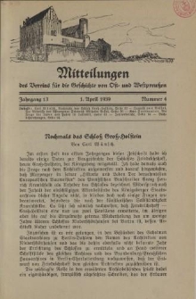 Mitteilungen des Vereins für die Geschichte von Ost- und Westpreußen. Jahrgang 13, Nummer 4